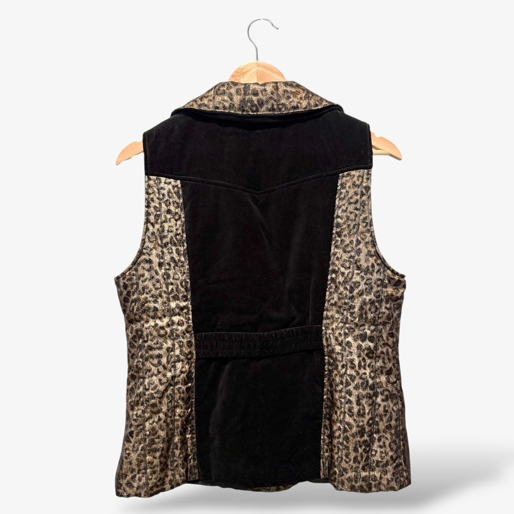 Chico’s Animal Print Puffer Vest Brown Metallic Black Size 1 (US Size M) - Picture 9 of 10